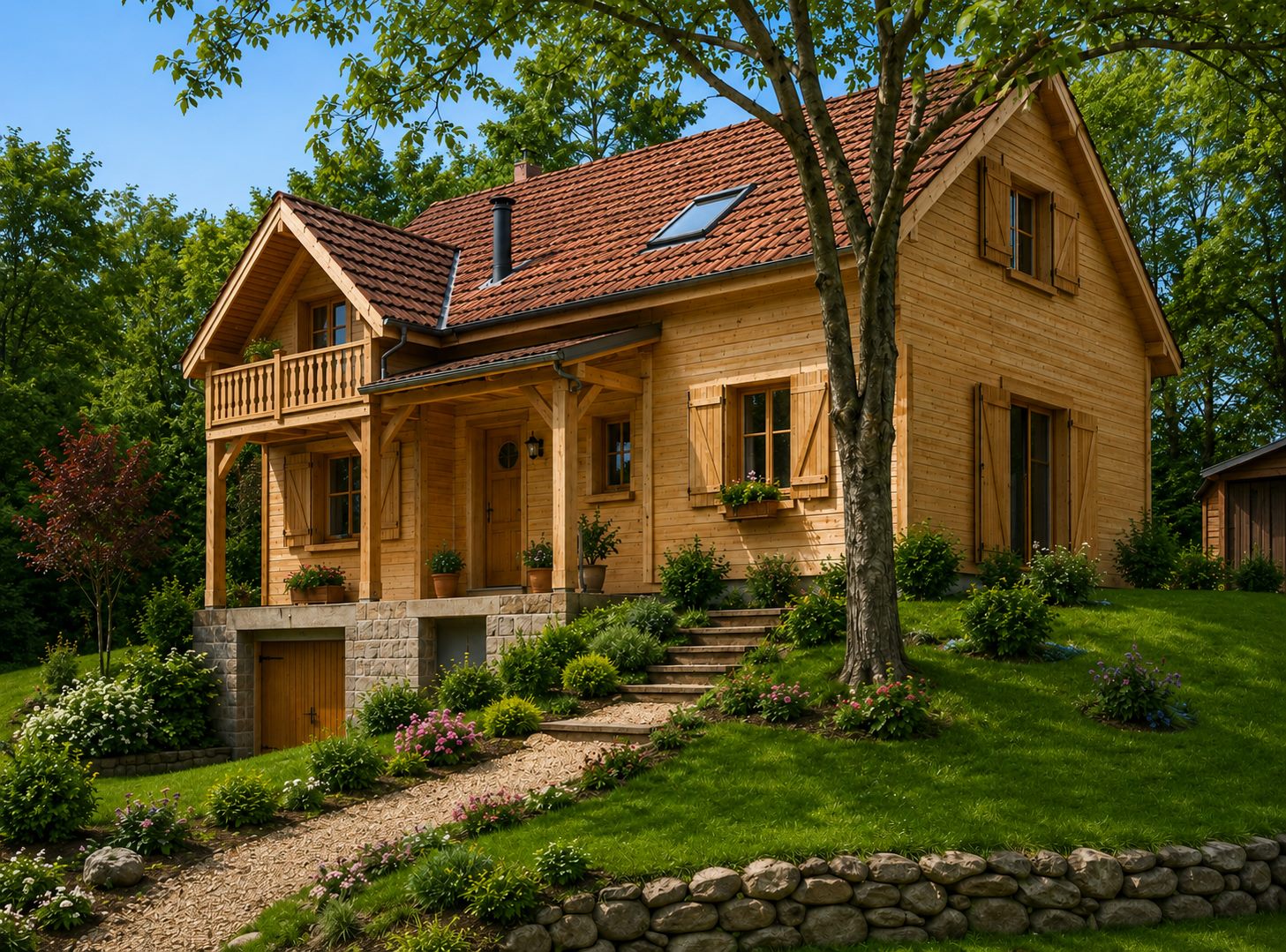 Petite maison en bois compacte